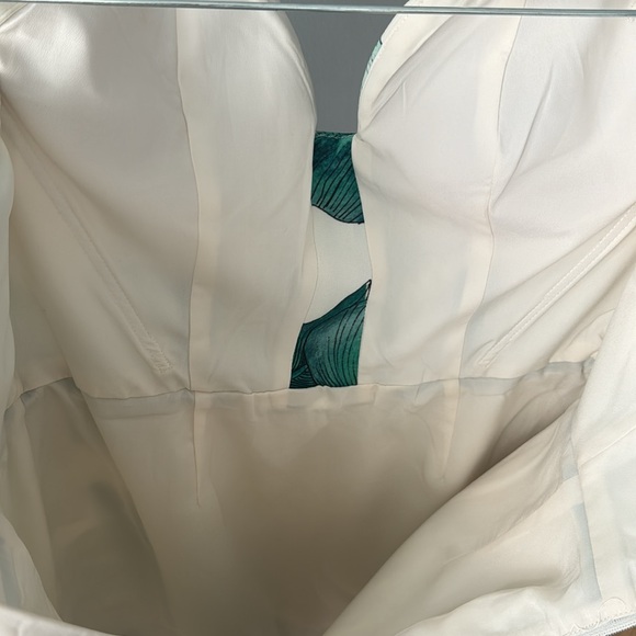 C/MEO SMALL LIKE NEW GREEN LEAF WHITE STRAPLESS BUSTIER MIDI DRESS - Picture 6 of 6